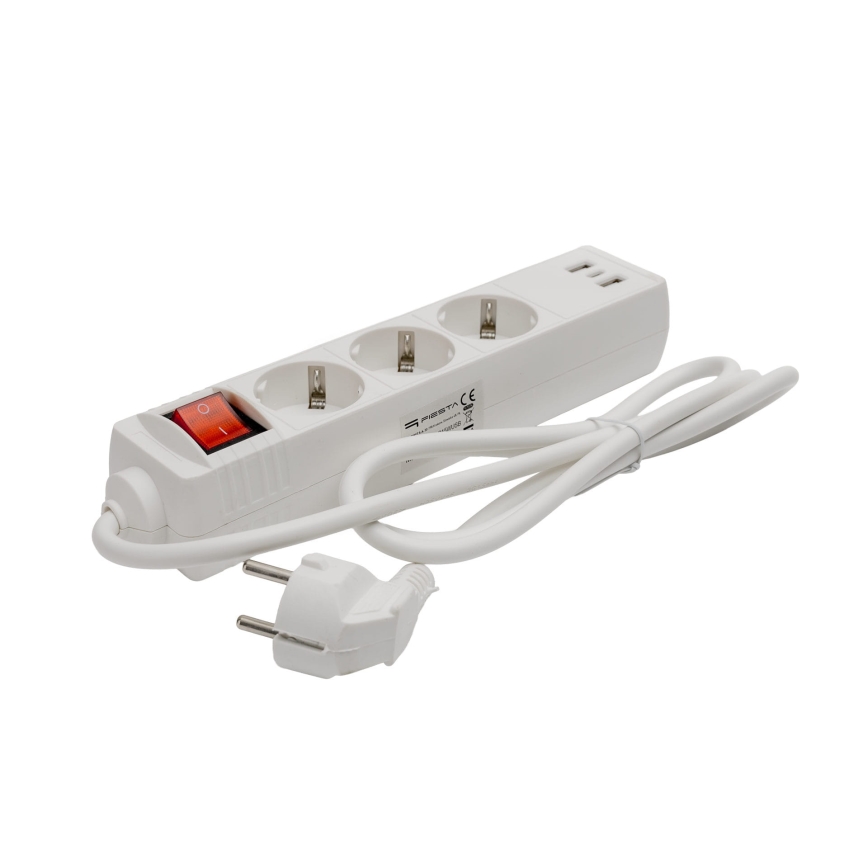 Produžni kabl sa prekidačem 3Z+2xUSB-A+1xUSB-C 1,5m SCHUKO bela