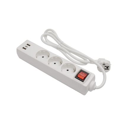 Produžni kabl sa prekidačem 3Z+2xUSB-A+1xUSB-C 1,5m SCHUKO bela