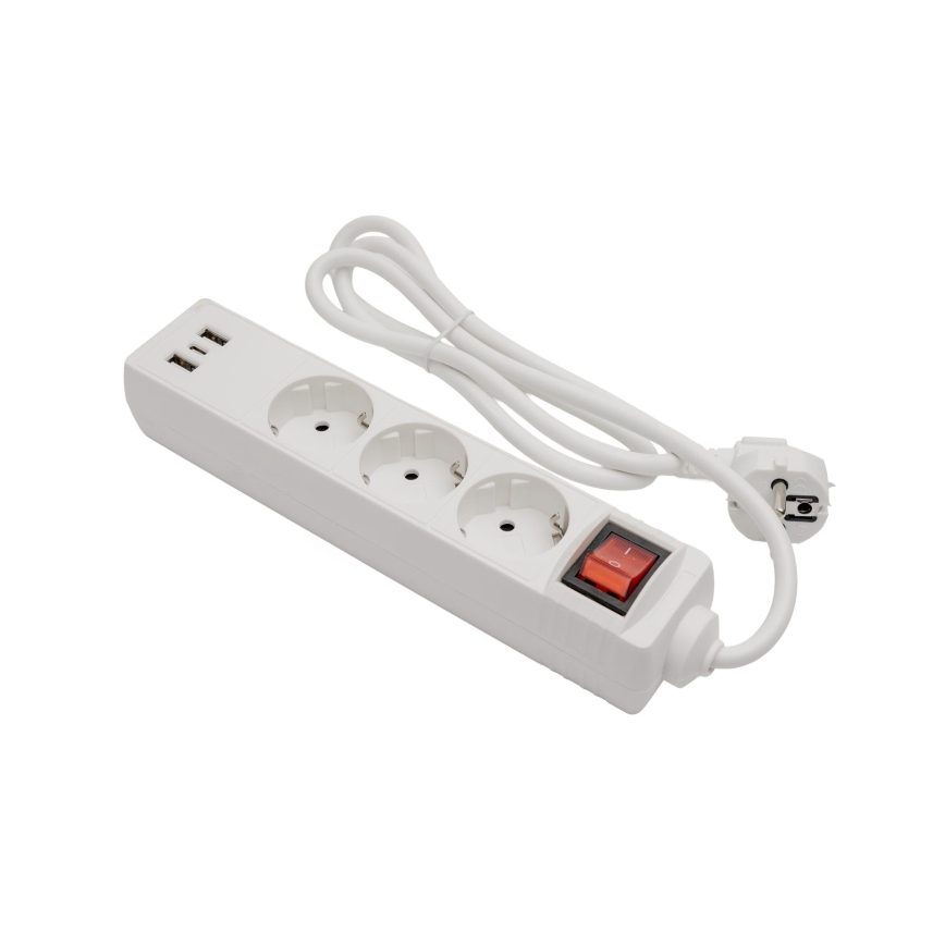 Produžni kabl sa prekidačem 3Z+2xUSB-A+1xUSB-C 1,5m SCHUKO bela