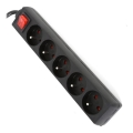 Produžni kabl sa prekidačem, 5 utičnica, tip E, 1,5 m, crni