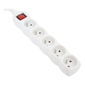 Produžni kabl sa prekidačem, 5 utičnica, tip E, 3 m, beo