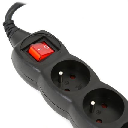 Produžni kabl sa prekidačem 5Z, tip E, 3 m, crne boje