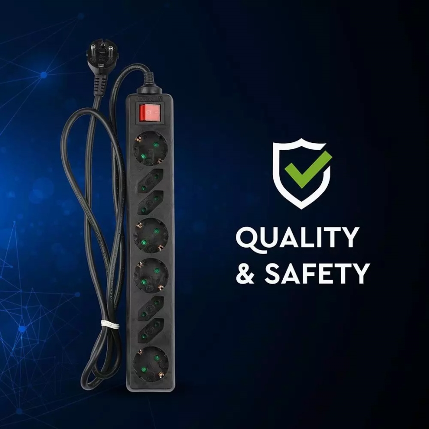 Produžni kabl sa prekidačem SCHUKO, 8 utičnica, 1,5 m