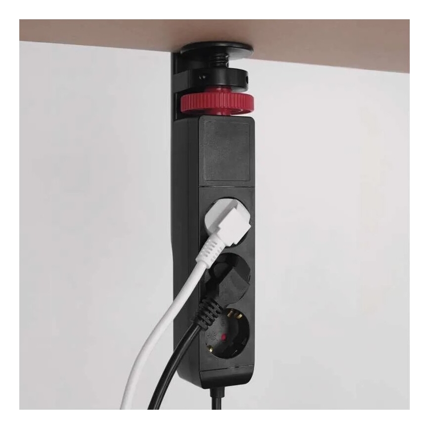 Produžni kabl sa stezaljkom za sto, 3 utičnice + 3x USB, 1,5m, crni