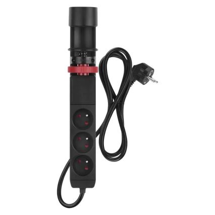 Produžni kabl sa stezaljkom za sto, 3 utičnice + 3x USB, 1,5m, crni