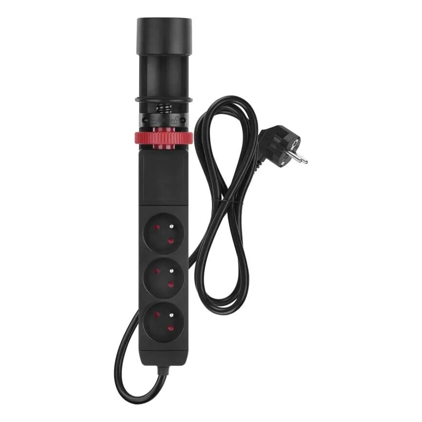 Produžni kabl sa stezaljkom za sto, 3 utičnice + 3x USB, 1,5m, crni