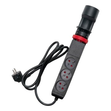 Produžni kabl sa stezaljkom za sto 3 utičnice Tip E + 2xUSB-A + 1xUSB-C 1,5m crne boje