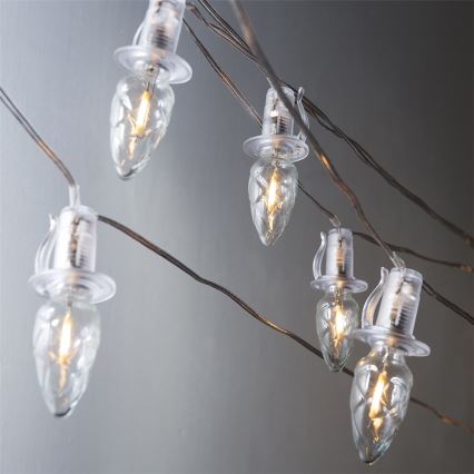 Proširivi LED spoljni niz CONE FILAMENT 20xE10 14m prozirna/topla bela IP44, Proizvedeno u Češkoj