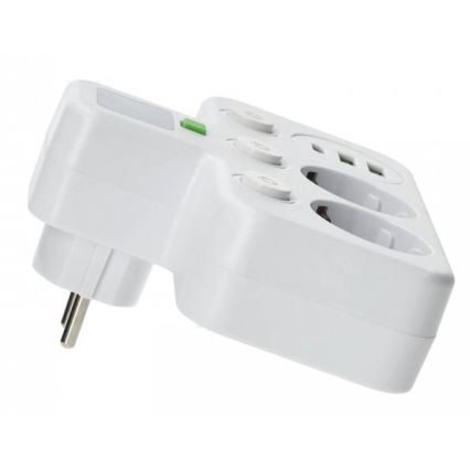 Razdelnik utičnica sa prekidačem i LED osvetljenjem LINEA PRO 2Z + 3xUSB A/C SCHUKO 4000K bela