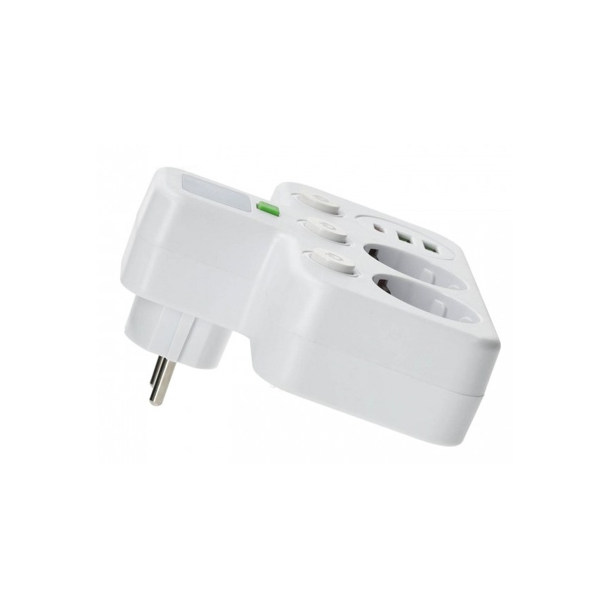 Razdelnik utičnica sa prekidačem i LED osvetljenjem LINEA PRO 2Z + 3xUSB A/C SCHUKO 4000K bela