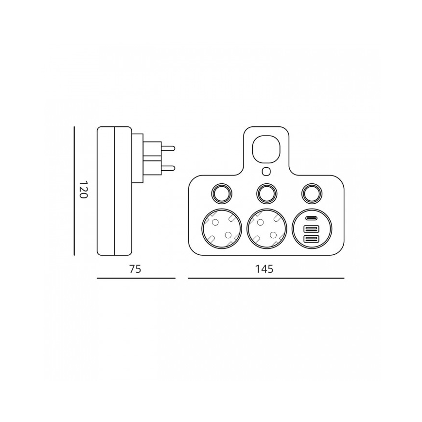 Razdelnik utičnica sa prekidačem i LED osvetljenjem LINEA PRO 2Z + 3xUSB A/C SCHUKO 4000K bela