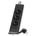Produžni razvod sa prekidačem LINEA PRO 3x230V+3xUSB-A + 1xUSB-C SCHUKO 1,5 m crni