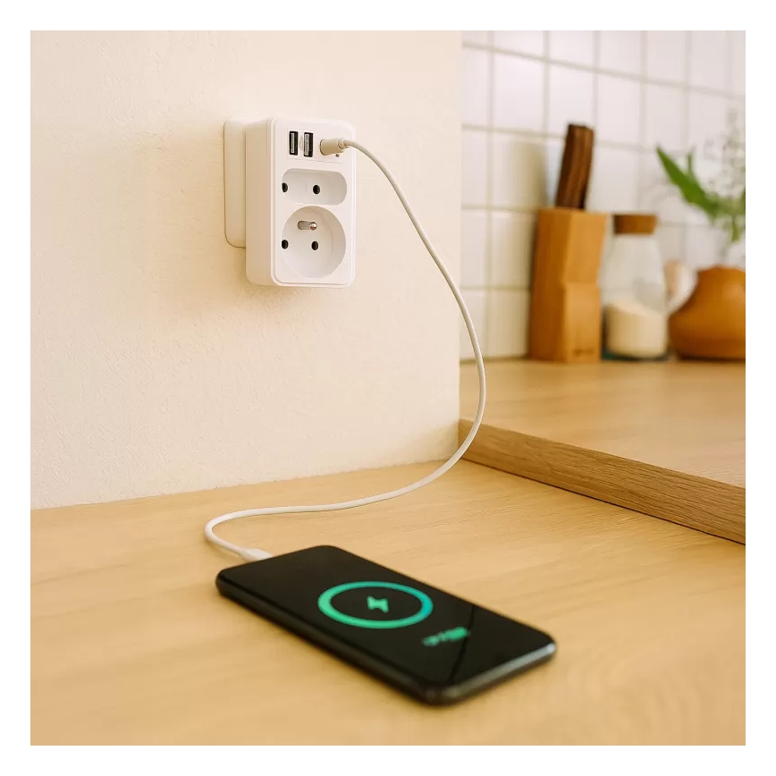 Produžni razvodnik 2x utičnica + 2x USB-C + 2x USB-A