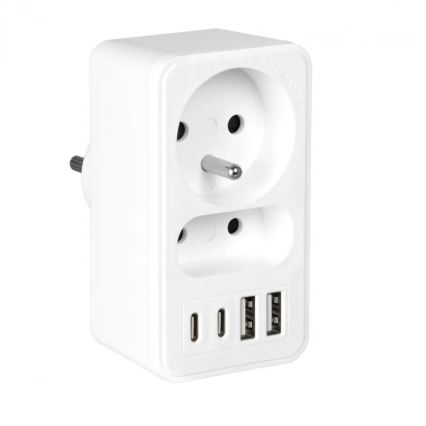 Produžni razvodnik 2x utičnica + 2x USB-C + 2x USB-A