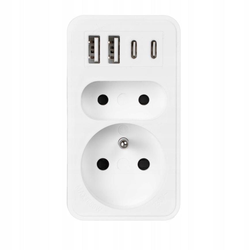 Produžni razvodnik 2x utičnica + 2x USB-C + 2x USB-A