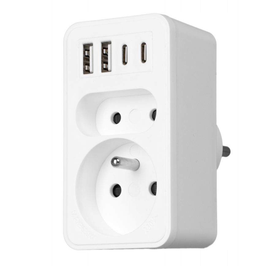 Produžni razvodnik 2x utičnica + 2x USB-C + 2x USB-A