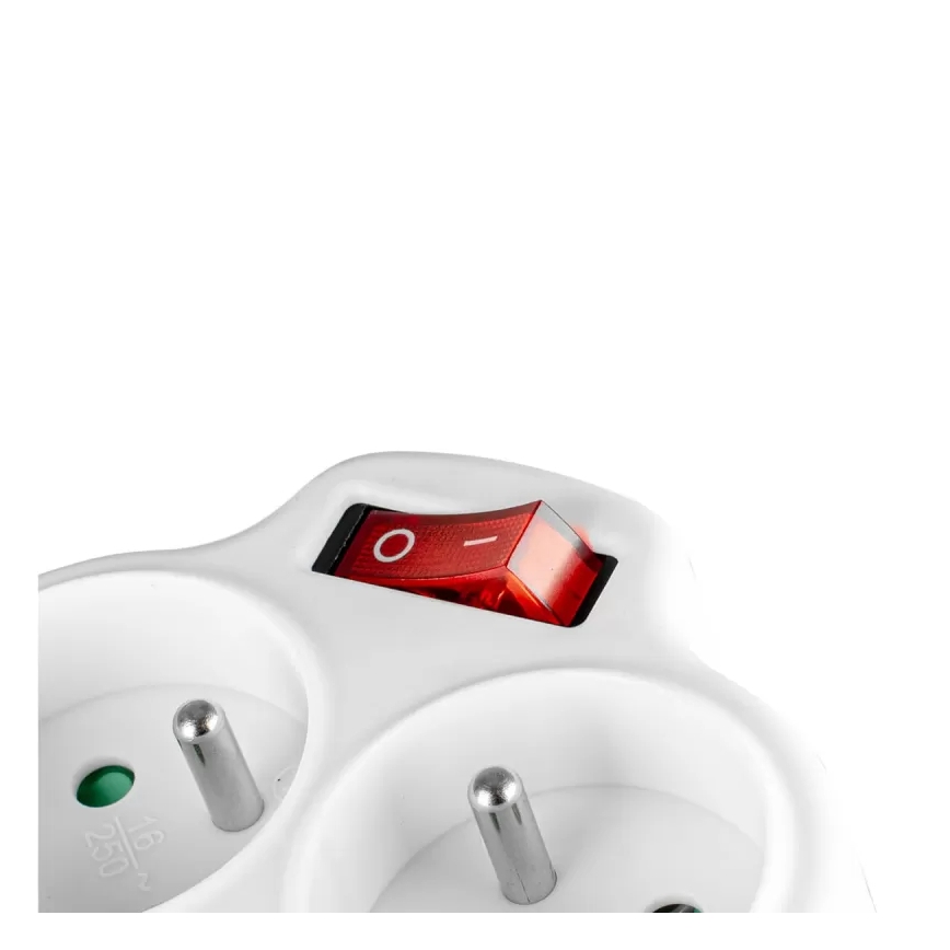 Produžni razvodnik sa prekidačem, 2 utičnice + USB-C + USB-A