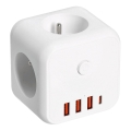 Produžni razvodnik sa prekidačem LINEA 3x230V + 4xUSB-A/USB-C, beo