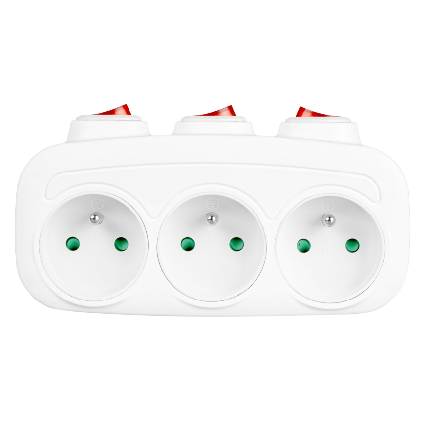 Produžni razvodnik sa prekidačima, 3 utičnice