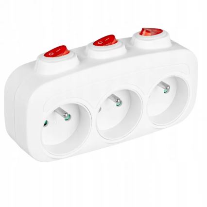 Produžni razvodnik sa prekidačima, 3 utičnice