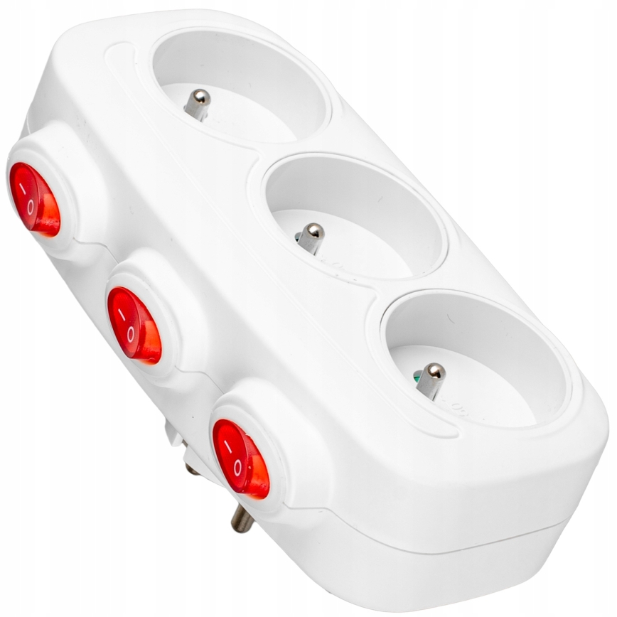 Produžni razvodnik sa prekidačima, 3 utičnice