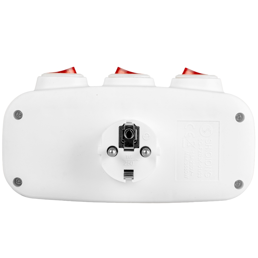 Produžni razvodnik sa prekidačima, 3 utičnice