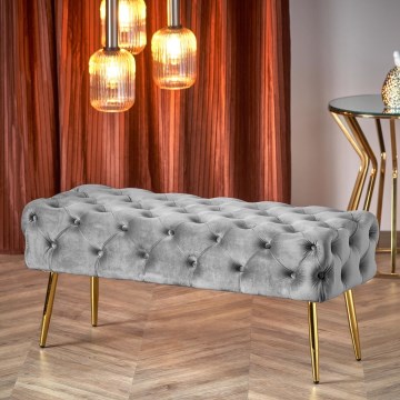 Prošivena klupa ATHENA 40x100 cm, siva/zlatna