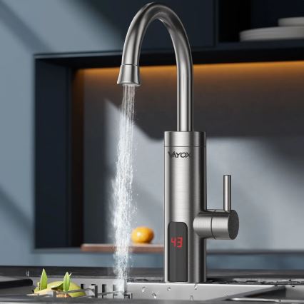 Protočni grejač vode sa LED displejem — 3000 W / 230 V, IPX4, nerđajući čelik