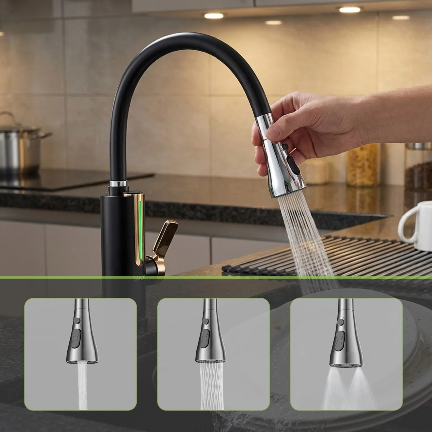 Protočni grejač vode sa LED displejom 3000W/230V IPX4 crna/zlatna