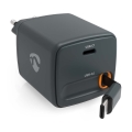 Punjač sa uvlačivim kablom Power Delivery 30W 2xUSB-C crne boje