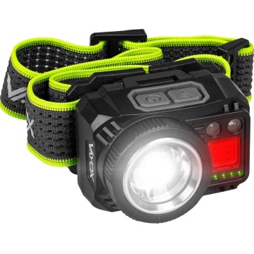 Punjiva LED čelna lampa, prigušiva, sa senzorom i crvenim svetlom LED/6W/5V/3xAAA IP66 500 lm 1200 mAh