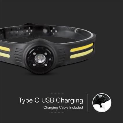 Punjiva LED čelovka sa crvenim svetlom USB LED/3W/5V IP43 470 lm 5 h 650 mAh