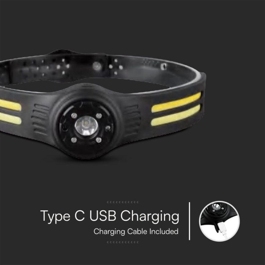 Punjiva LED čelovka sa crvenim svetlom USB LED/3W/5V IP43 470 lm 5 h 650 mAh