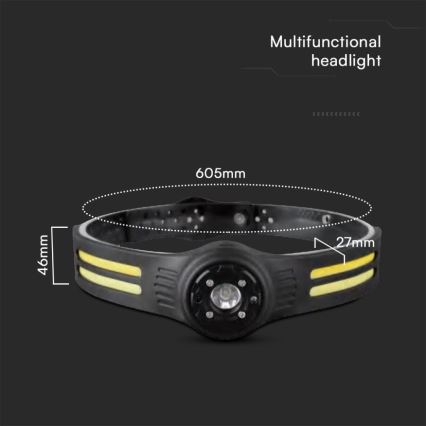 Punjiva LED čelovka sa crvenim svetlom USB LED/3W/5V IP43 470 lm 5 h 650 mAh