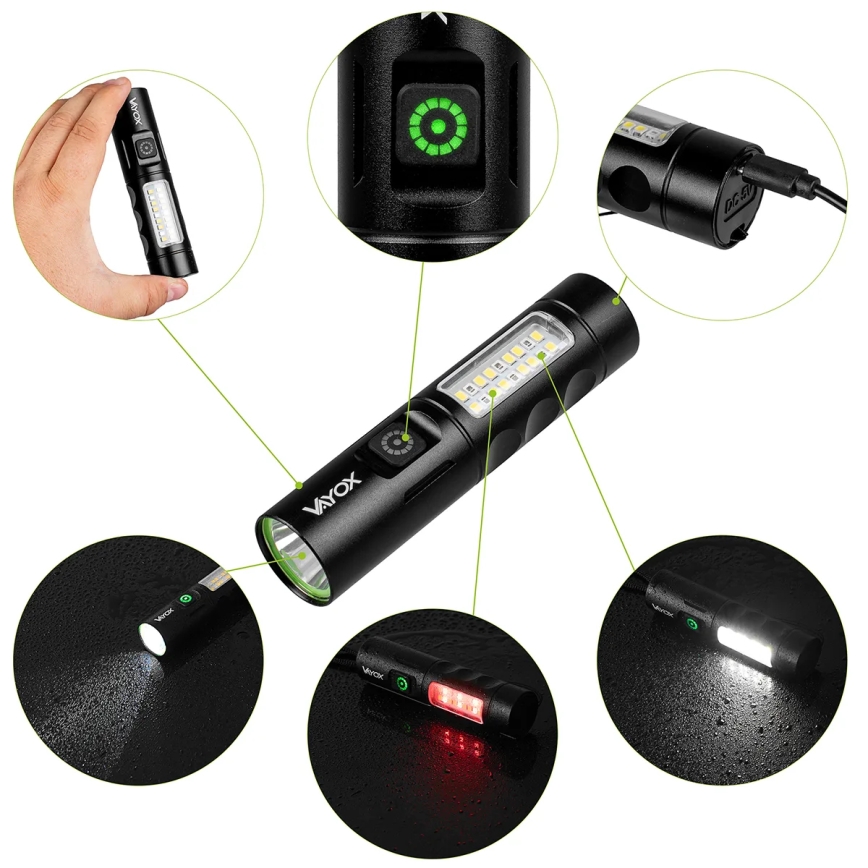 LED prigušiva punjiva ručna lampa sa crvenim svetlom LED/5W/5V IPX4 250 lm 2000 mAh