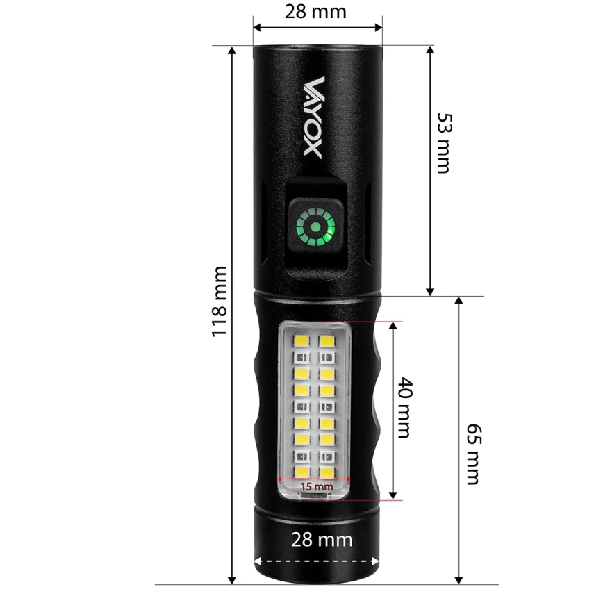LED prigušiva punjiva ručna lampa sa crvenim svetlom LED/5W/5V IPX4 250 lm 2000 mAh
