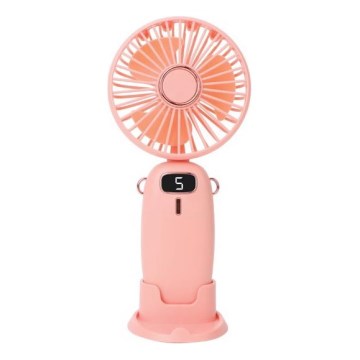 Punjivi džepni ventilator 3W/5V 1200 mAh ružičasti