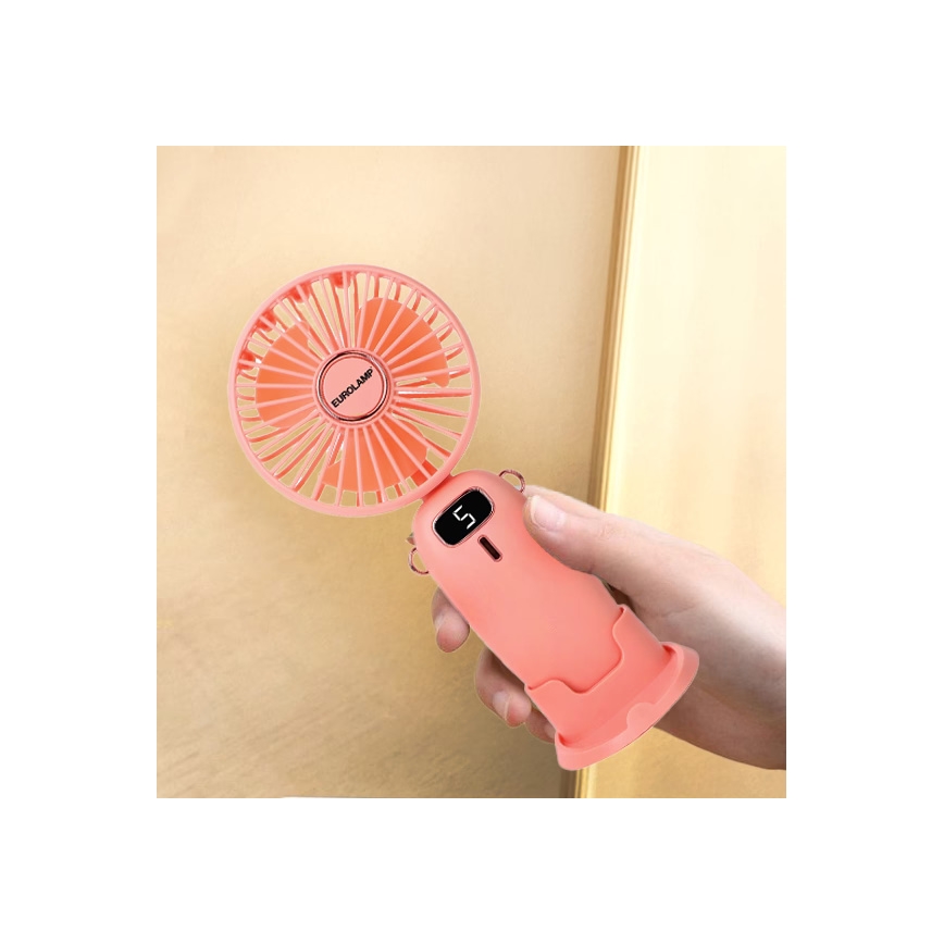 Punjivi džepni ventilator 3W/5V 1200 mAh ružičasti