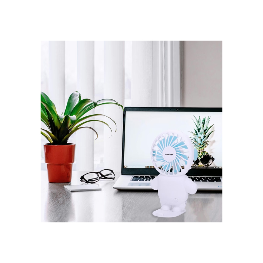 Punjivi džepni ventilator 4,5 W/5 V, 500 mAh, bela/plava