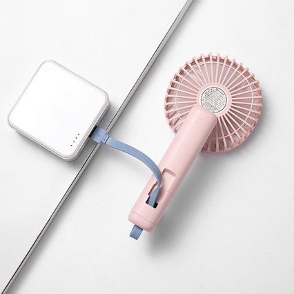 Punjivi džepni ventilator 5W/5V 1200 mAh, ružičasti