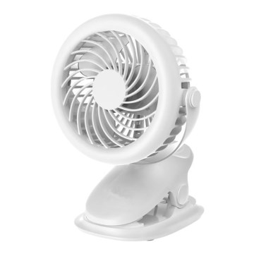 Punjivi stoni ventilator sa stezaljkom 6W/5V 1200 mAh beo