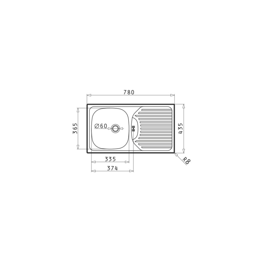 Pyramis 100139001 - Kuhinjski sudoper ET78 78x43,5 cm satin