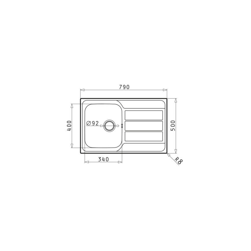 Pyramis 100178701 - Kuhinjski sudoper ATHENA 79x50 cm satiniran