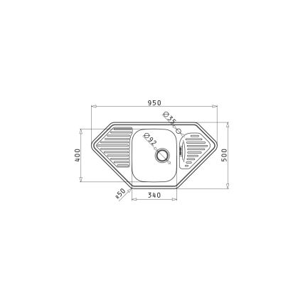 Pyramis 108760801 - Kuhinjski sudoper MEDUSA CORNER 95x50 cm