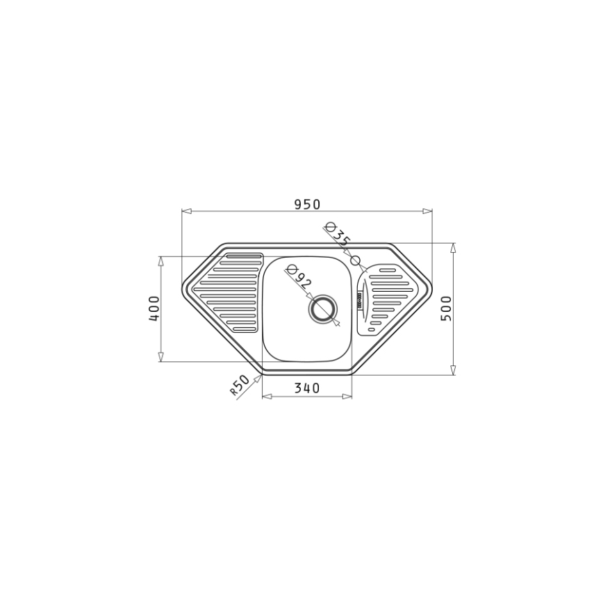 Pyramis 108760801 - Kuhinjski sudoper MEDUSA CORNER 95x50 cm