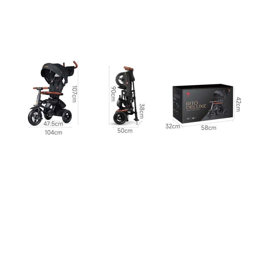 QPlay - Dečiji tricikl 6 u 1 RITO DELUXE siv