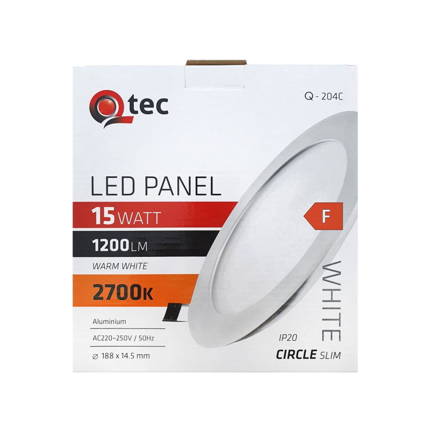 LED ugradna plafonska svetiljka QTEC LED/15W/230V 2700K pr. 18,8 cm