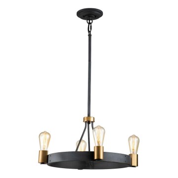 Quintiesse - Luster na šipci SILAS 4xE27/60W/230V Ø 54,9 cm crna/zlatna