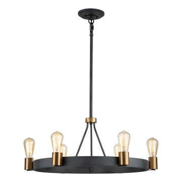 Quintiesse - Luster na šipci SILAS 6xE27/60W/230V Ø 72,3 cm crna/zlatna