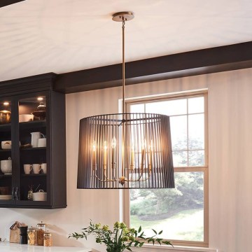 Quintiesse - Luster na stalku LINARA 6xE14/60W/230V prečnik 66 cm crna/zlatna